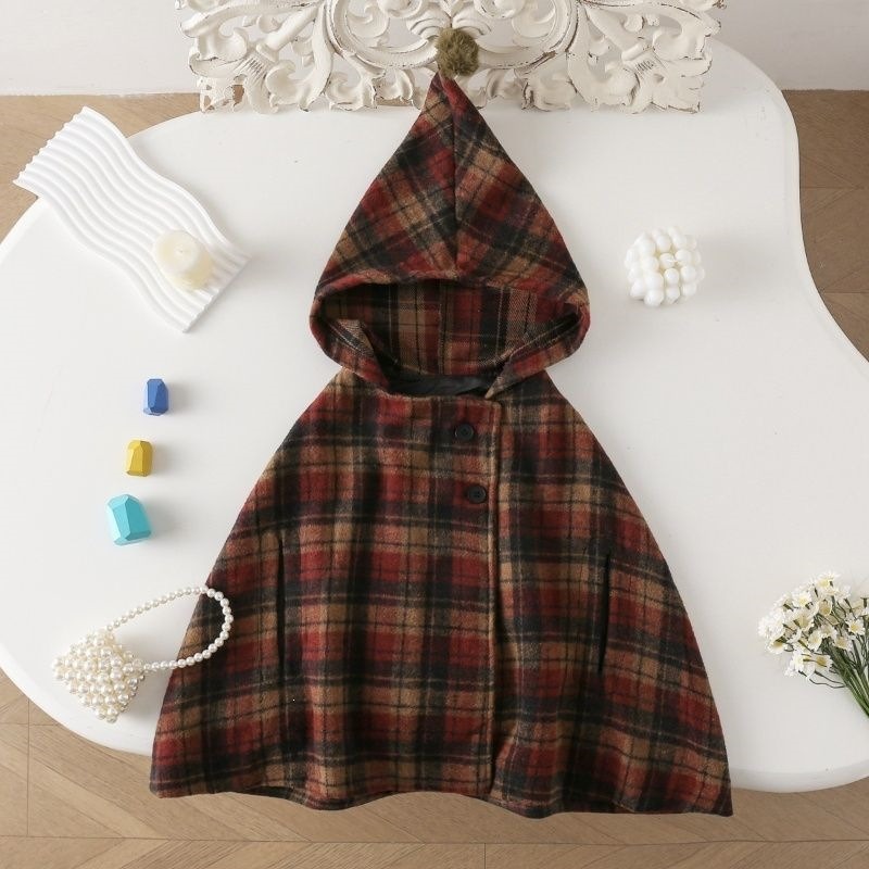 Baby Clothing Winter - Girls Plaid Cape Children's Coat Cute
