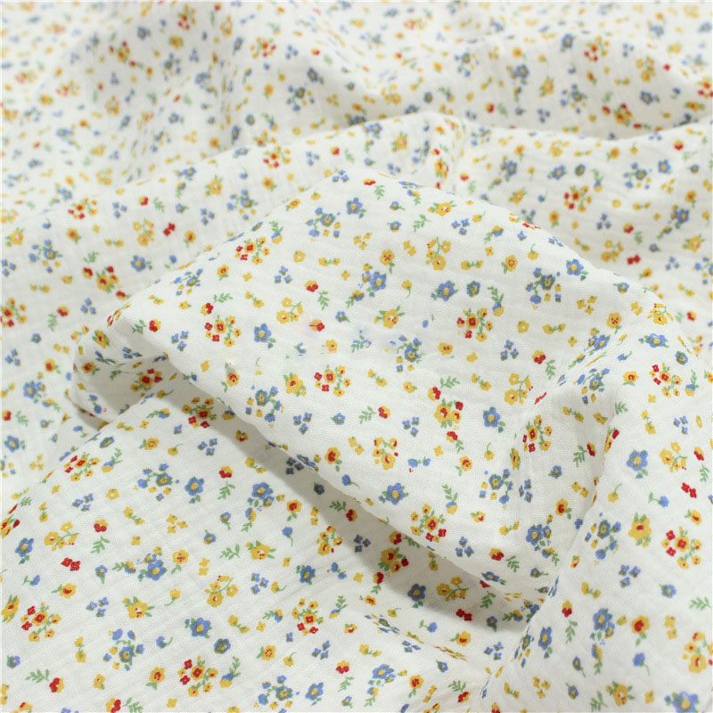 Baby Clothing Sewing - Flower Print Cotton Crepe Fabric DIY