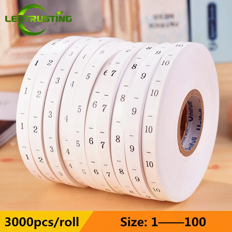 3000PCS/Roll 1-100 Number Size - Baby Clothing Labels ulasan dan harga