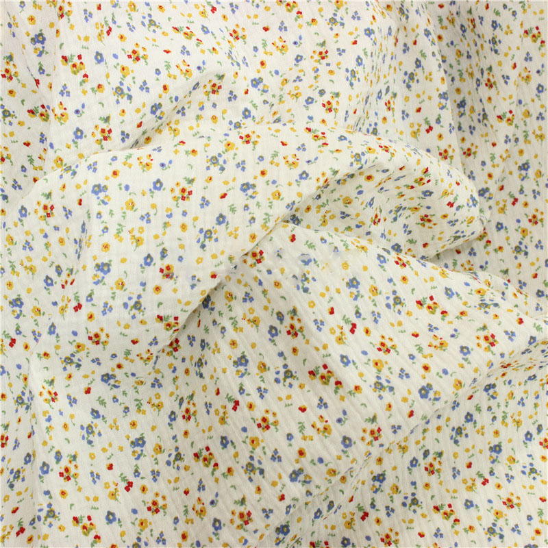 Flower Print Cotton Crepe Fabr - Baby Clothing Sewing ulasan dan harga