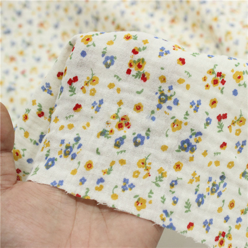 Flower Print Cotton Crepe Fabr - Baby Clothing Sewing ulasan dan harga