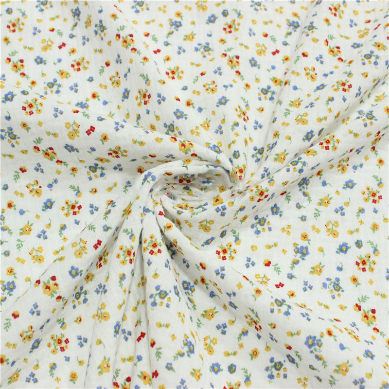 Flower Print Cotton Crepe Fabr - Baby Clothing Sewing ulasan dan harga